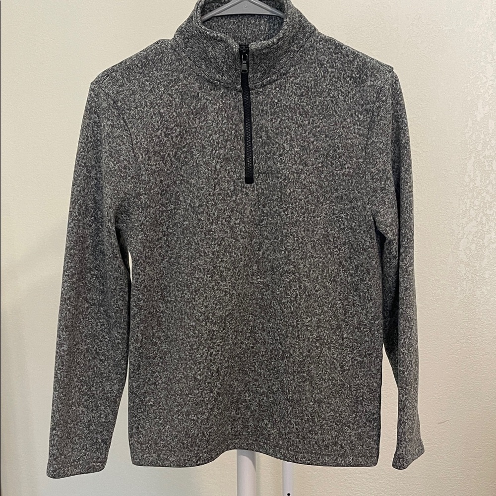 Girls Gray Half-Zip Sweater